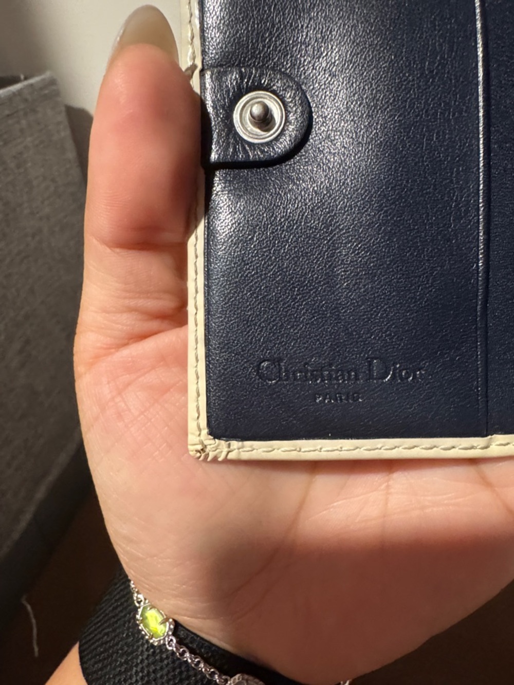 Preloved Dior Pocket Organizer Wallet - Dior Trotter White 2 Blue - Picture 3 of 6
